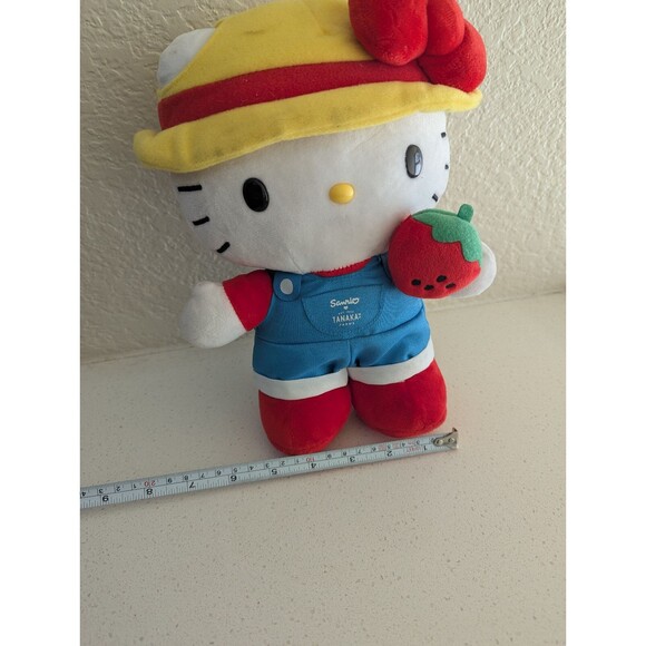 Hello Kitty Sanrio x Tanaka Farms Strawberry Farmer, 2017 Standing Plush, 10" - Picture 6 of 12